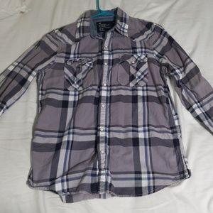American Eagle button grey down shirt